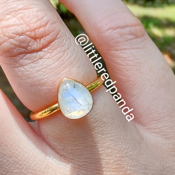 Genuine Moonstone teardrop GP ring - Picture 7 of 7